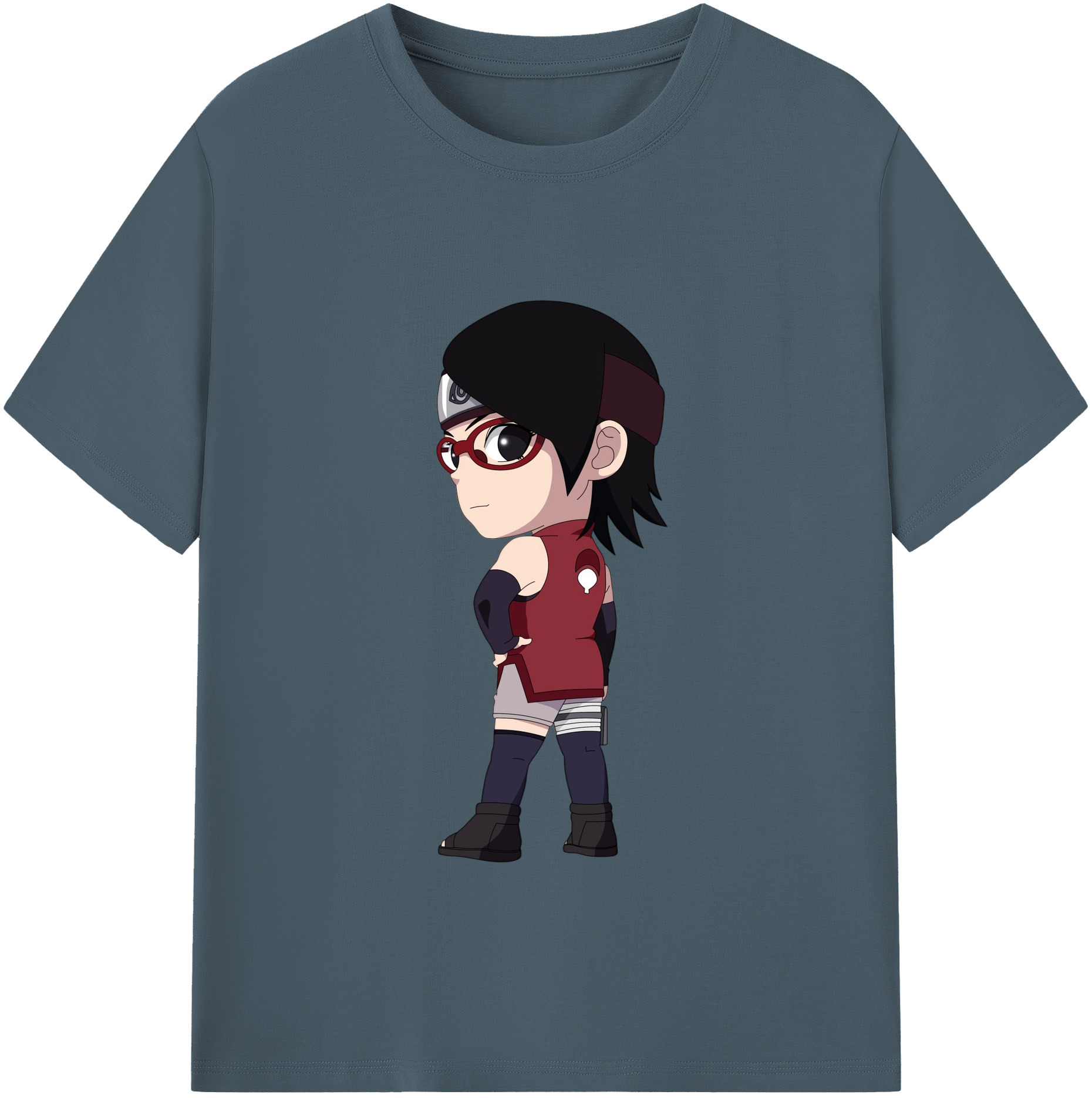 （画像用） NARUTO -ナルト- うちは サラダ Uchiha Sarada 綿100％半袖Tシャツ（フロントプリント）